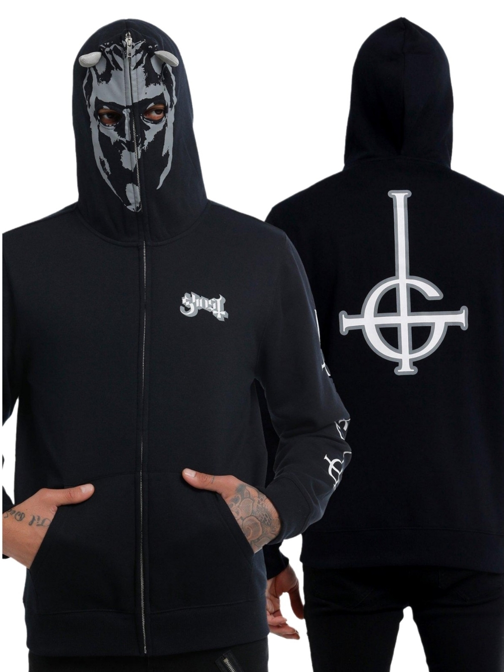 Hot Topic Ghost Ghoul Grucifix Hoodie